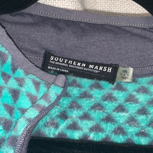 Southern Marsh Teal Patterned Men's Pullover - Picture 2 of 7